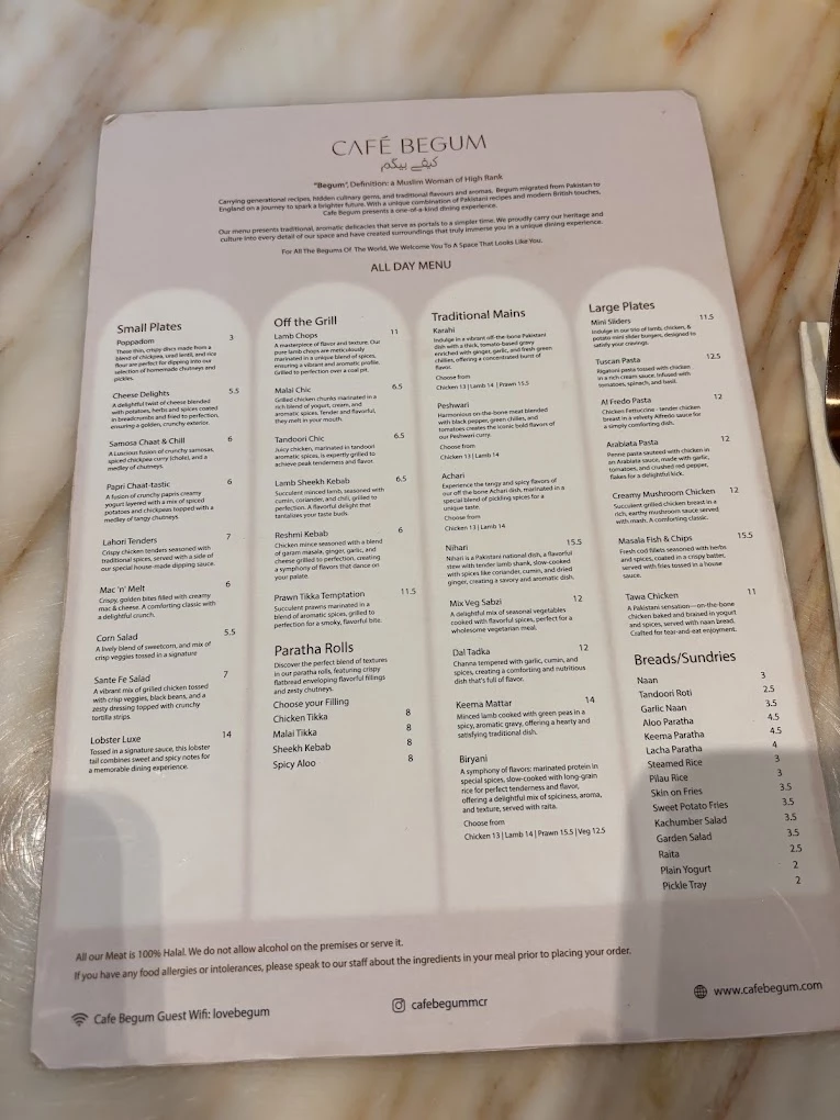 Cafe Begum Manchester menu 9