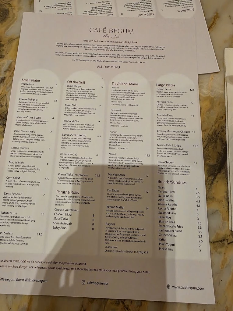 Cafe Begum Manchester menu 2